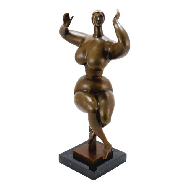 Female Figure with Raised Arms, 20th Century, Bronze For Sale