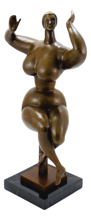 Female Figure with Raised Arms, 20th Century, Bronze