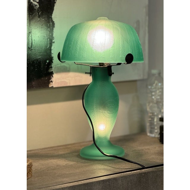 1920s Art Deco Daum Nancy Acid-Etched Cameo Glass Table Lamp 13.5"x8" For Sale In Philadelphia - Image 6 of 15