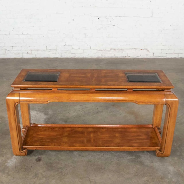 Vintage Asian Style Sofa Console Table Ming Chow Leg Style Attributed to Schnadig Intl. Furniture For Sale - Image 13 of 13