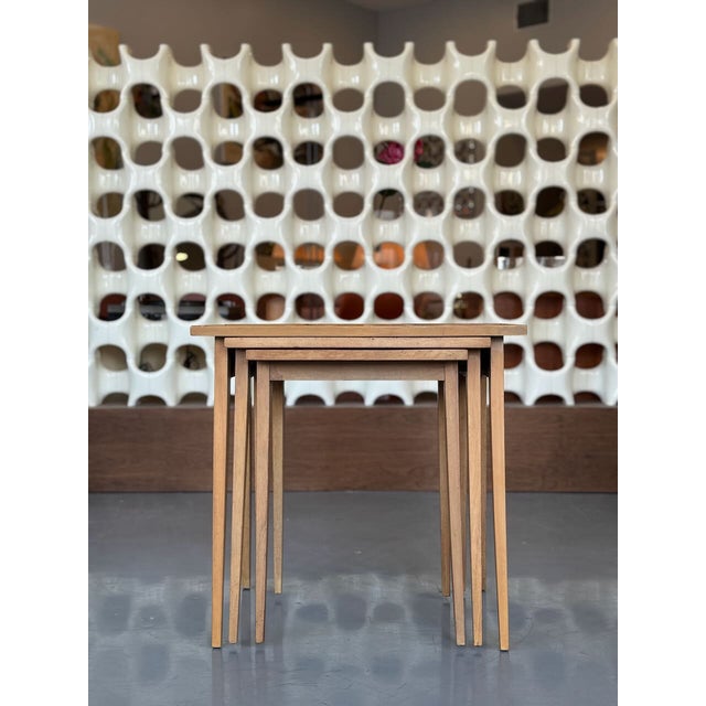 Mid-Century Modern 1950's American Leather Nesting Tables (3) For Sale - Image 3 of 10