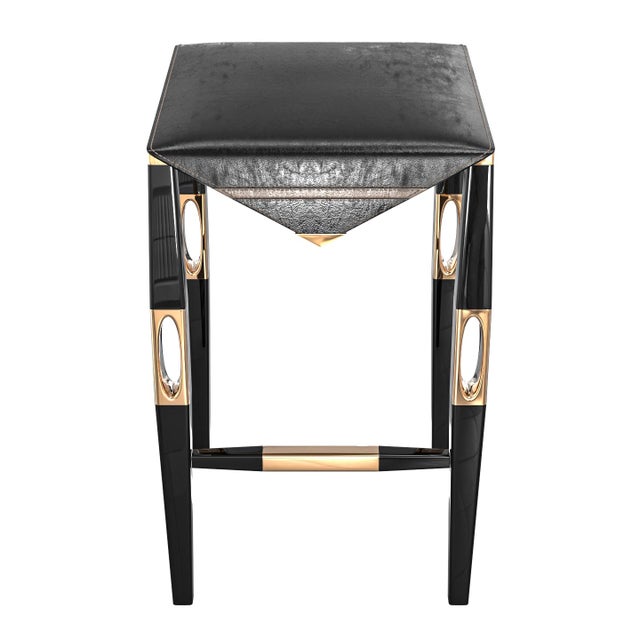 "Celebre" Bar Stool With Stainless Steel, Bronze and Tailor Made Leather Bizimyer Furniture. Unmatched. Unrivalled....