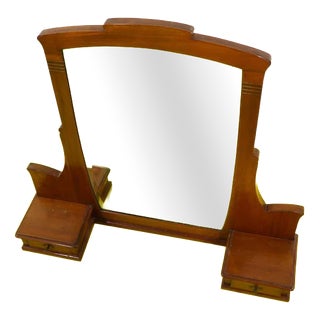 Wooden Polished Mirror with Side Drawers For Sale