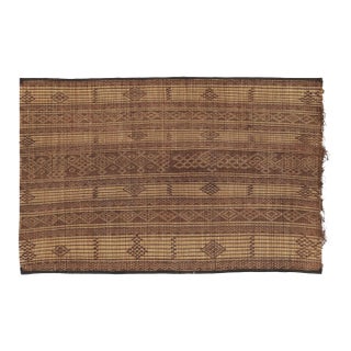 Vintage Tuareg Mat, Camel Beige-Brown With Tribal Geometric Motifs - Rug & Kilim For Sale