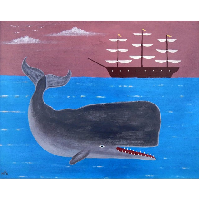 Matt Rix, Sperm Whale and Sailing Ship, 2000s, Oil on Canvas For Sale - Image 3 of 11