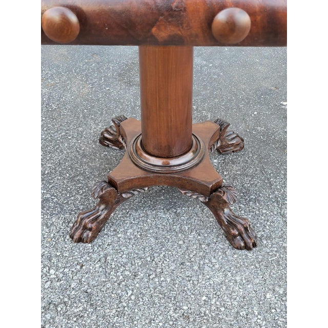 19th Century Mahogany Empire Drop Leaf End Table Hand Carved For Sale - Image 11 of 11