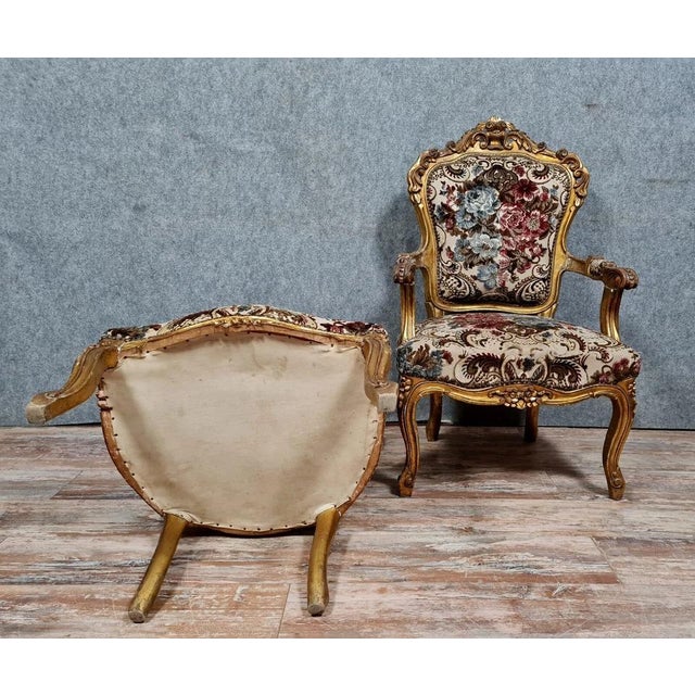 Antique Baroque Chairs in Gilded and Carved Wood, 1900s, Set of 2 For Sale - Image 9 of 14