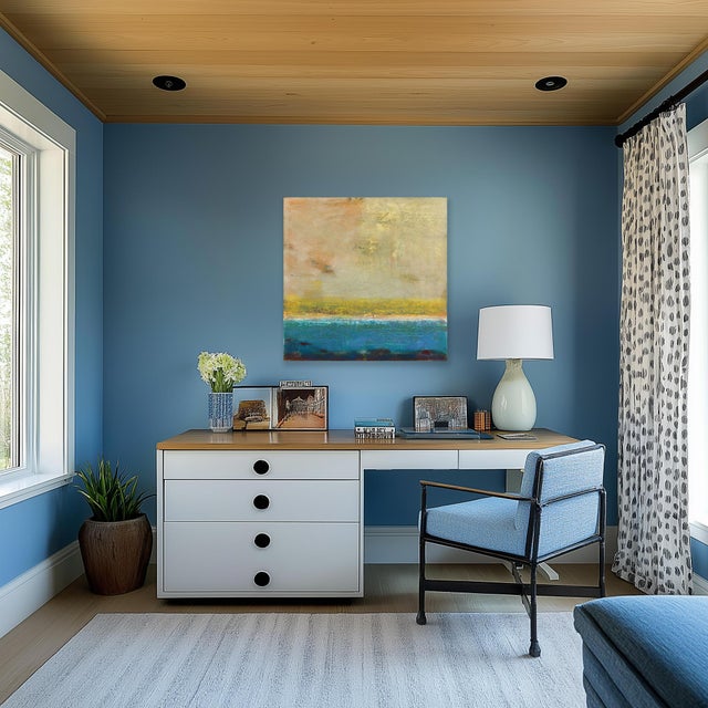 Tan Awh 337 - Abstract Minimalist Textured Layered Colorfield Oil Painting on Canvas Original Artwork by Bernhard Zimmer For Sale - Image 8 of 9