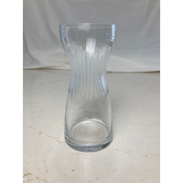 Transitional Sophisticated Hourglass Crystal Vase For Sale - Image 3 of 9