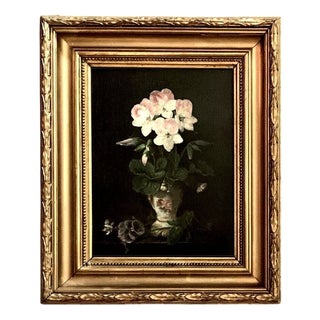 Bouquet of Flowers, 19th Century, Oil Painting on Panel, Framed For Sale