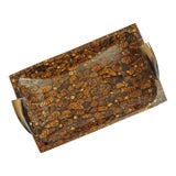 Contemporary Lacquered Wood Serving Tray with Horn Handles For Sale