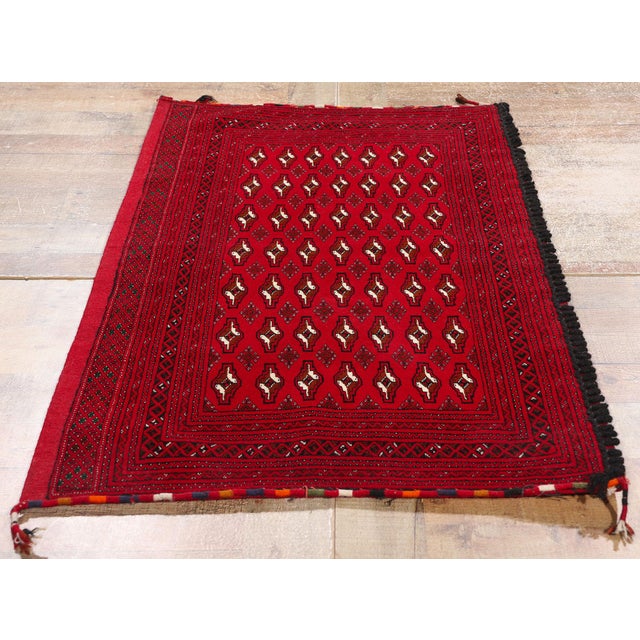 Red Vintage Red Persian Turkoman Rug - 02'04 X 04'05 For Sale - Image 8 of 9