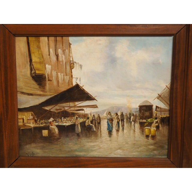 Small 19th Century Italian Oil on Canvas of an Outdoor Market Scene For Sale - Image 10 of 15