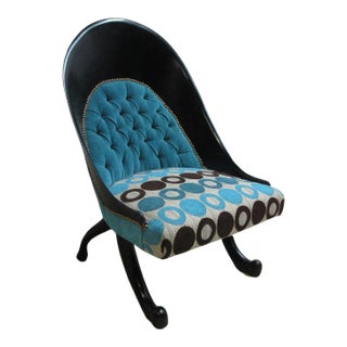 Hollywood Regency Style Modern Scoop Back Fireside Lounge Chair For Sale