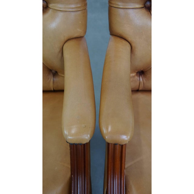Brown Chesterfield Chairs in Cowhide Leather, Set of 2 For Sale - Image 8 of 18