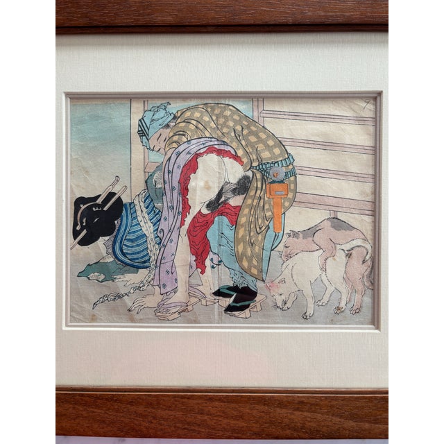 Collection of Framed Antique Japanese Woodblocks Prints - Set of 4 For Sale - Image 16 of 16
