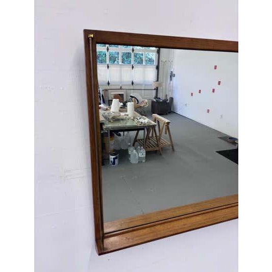 Brown Drexel Wall Mirror with Brass Trim and Walnut, Mid-Century 1955 For Sale - Image 8 of 9