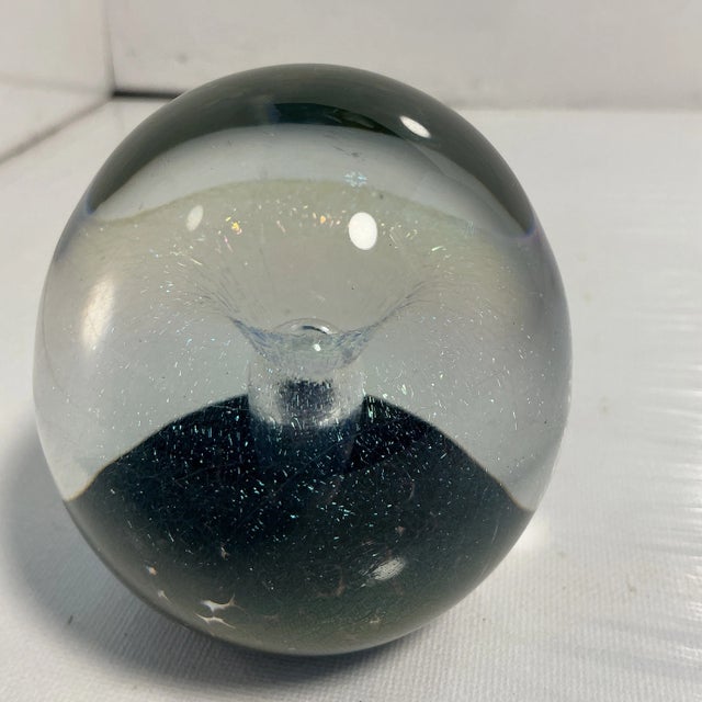 Robert Eickholt 1980s Robert Eickholt Paperweight Art Glass Iridescent "Veil" Egg Water Fountain Spray For Sale - Image 4 of 12