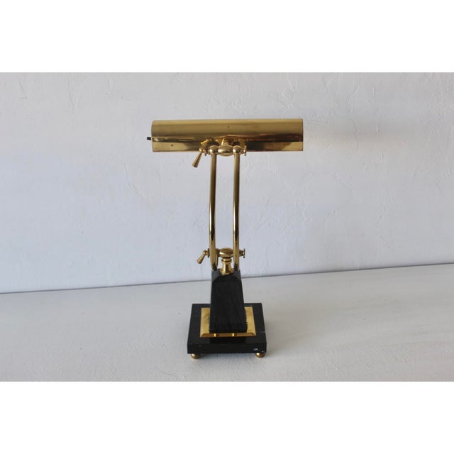 Vintage Brass Office Table Lamp Marble Base For Sale - Image 11 of 17