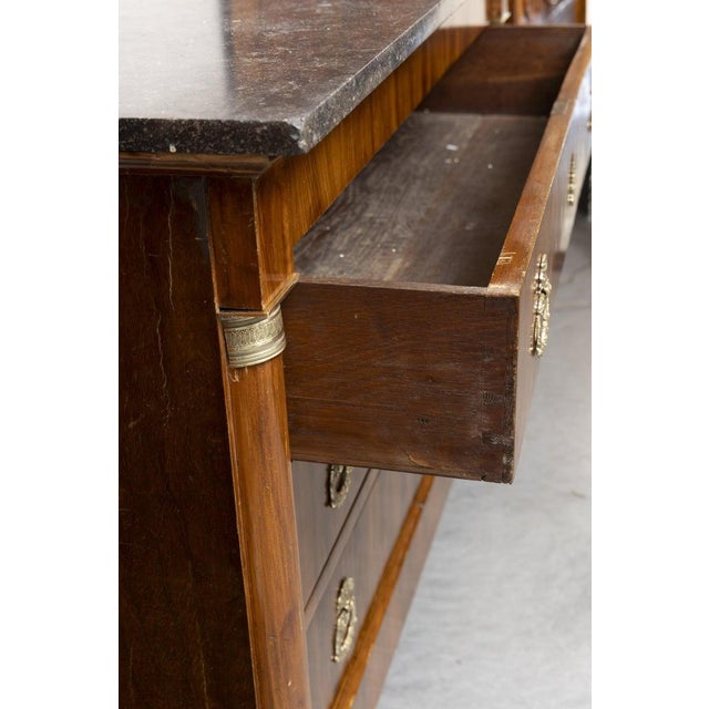 French Empire Mahogany Commode With Black Marble Top For Sale - Image 4 of 8