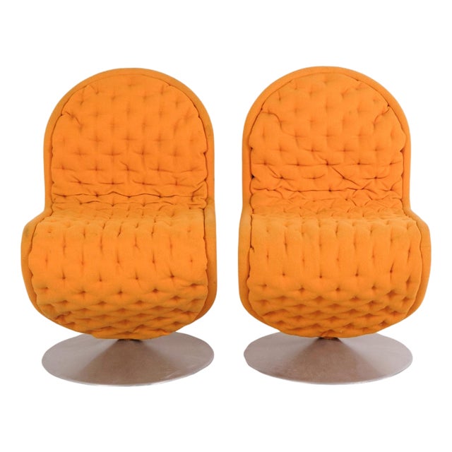 Vintage Danish Model 1-2-3 System Chairs by Verner Panton for Fritz Hansen, 1970s, Set of 2 For Sale