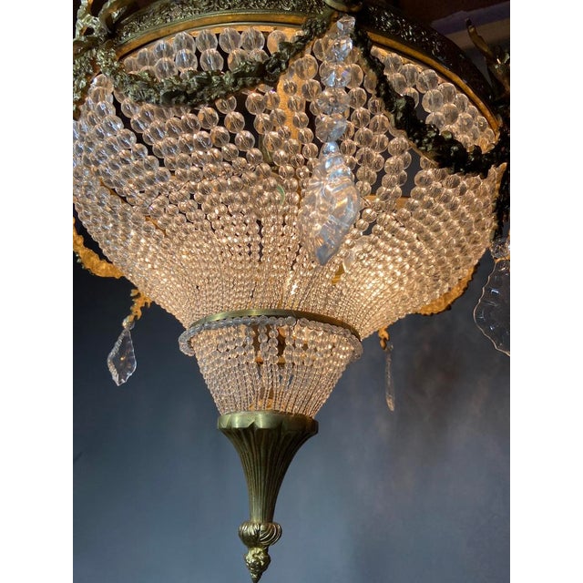 1970s French Louis XVI Gold Bronze Chandelier 4Lt For Sale - Image 11 of 14