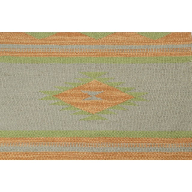 2010s Rug & Kilim’s Tribal Style Kilim in Grey With Gold & Green Patterns For Sale In New York - Image 6 of 7