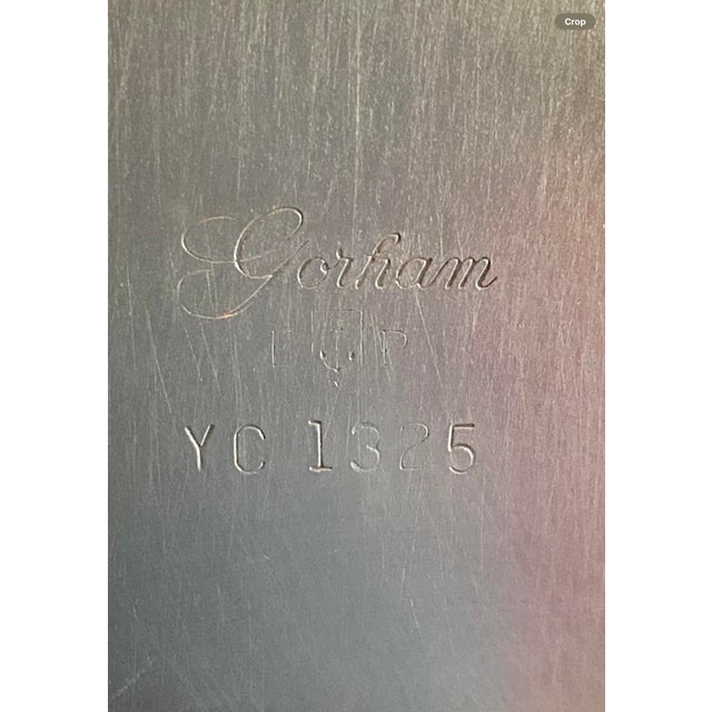 Vintage Gorham Silver Tray Used as Dog Bowl, Catchall, Serving Dish or Wine Coaster for Bar Cart, Vanity Styling, Palm Beach Regency or Traditional For Sale - Image 9 of 10