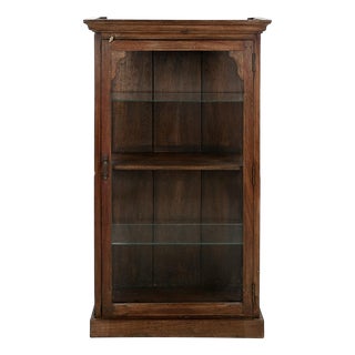 Wooden Wall Display Case with Shelves For Sale