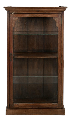 Wooden Wall Display Case with Shelves