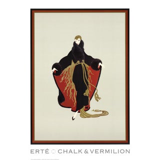 1994 Erte 'Faubourg St. Honore' Art Deco Multicolor,Red,Black Usa Offset Lithograph For Sale