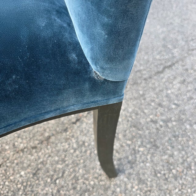 Dessin Fournir Companies Set of 12 French Moderne Blue Velvet Upholstered Dining Chairs For Sale - Image 14 of 15