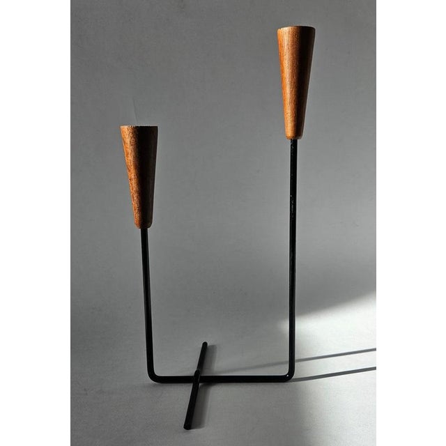 Mid-Century Teak and Metal Candleholder, 1960s For Sale - Image 14 of 16
