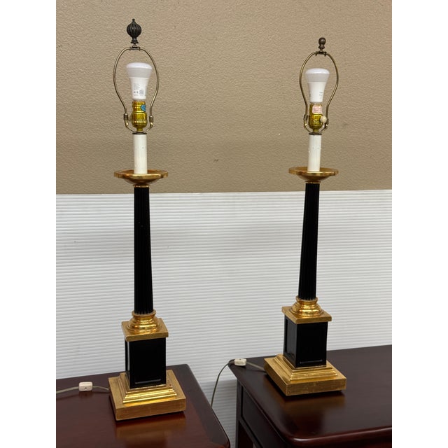 Neoclassical Neoclassical Style Column Buffet Table Lamps, Pair For Sale - Image 3 of 12