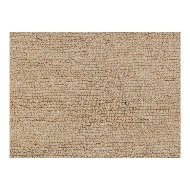 High Quality Hand Knotted Light Tan Jute Loop Pattern Solid Rug 5x7Ft. For Sale