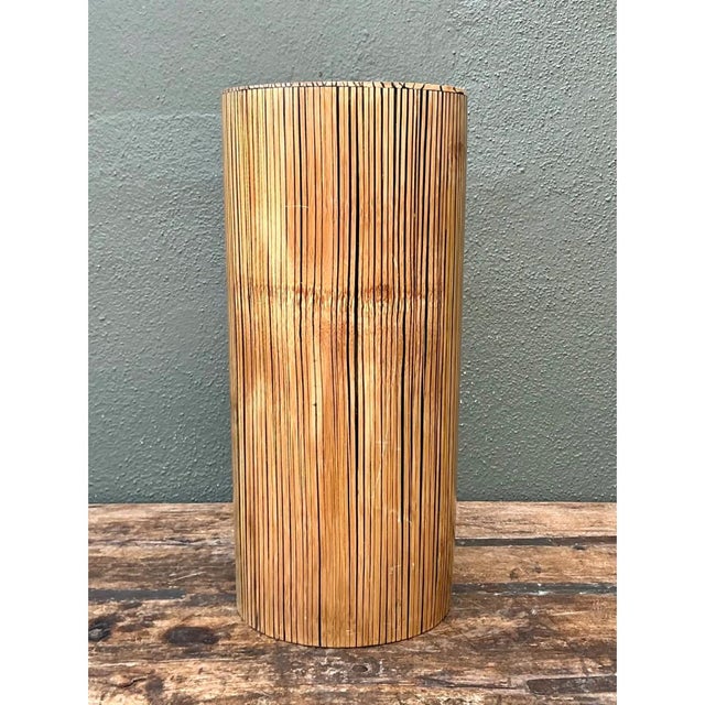 Vintage Coconut Shell Cylindrical Umbrella Stand For Sale - Image 10 of 12