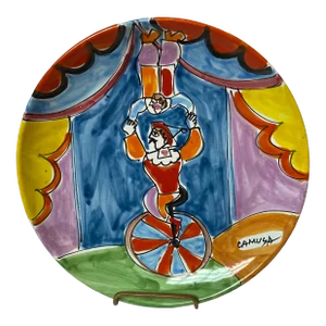 1990s La Musa Carnevale Acrobat Series Plate for Saks Fifth Avenue