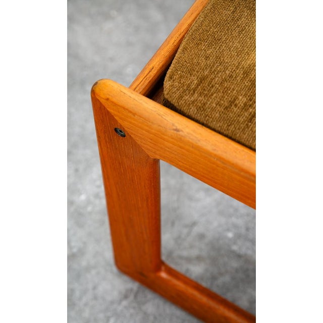 1960s Mid Century Danish Modern Ottoman Stool Brown Tan Fabric Rectangular Footrest For Sale - Image 11 of 12