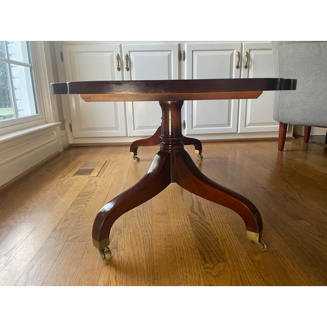 Brown Vintage Zangerle & Peterson Leather-Top Coffee Table | Chicago | 1920s–40s For Sale - Image 8 of 9