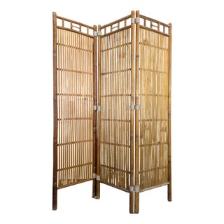 Vintage Screen in Split Bamboo For Sale