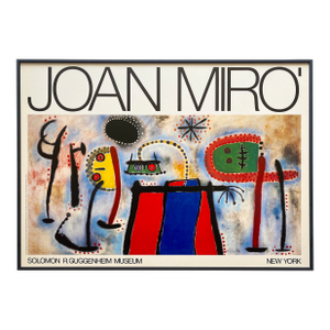 Joan Miro Vintage 1986 Modernist Lithograph Print Framed Museum Poster " Painting " 1953