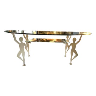 Anthropomorphic Coffee Table in Lacquered Metal and Glass, 1980s For Sale