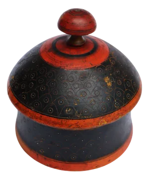 Handpainted Wooden Lacquerware Spice Box, 1950s