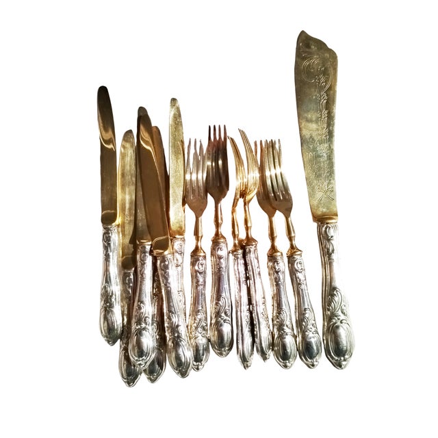 Silver Dessert Cutlery Set, 1950s, Set of 13 For Sale - Image 12 of 12