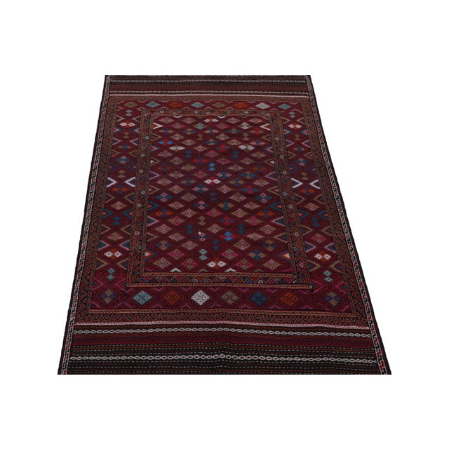 Tribal 1950s Vintage Baluch Tribal Kilim in Red With Geometric Patterns, From Rug & Kilim For Sale - Image 3 of 7