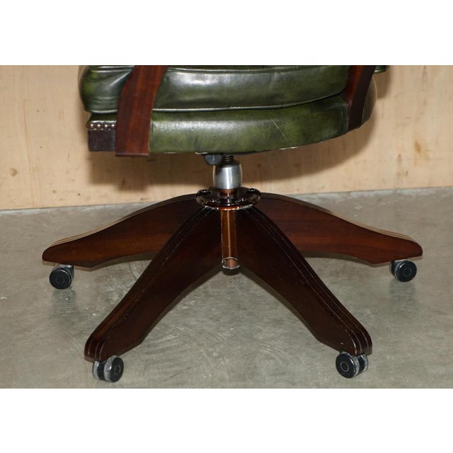 Vintage Chesterfield Captain's Chair in Bottle Green Tufted Leather For Sale - Image 18 of 18