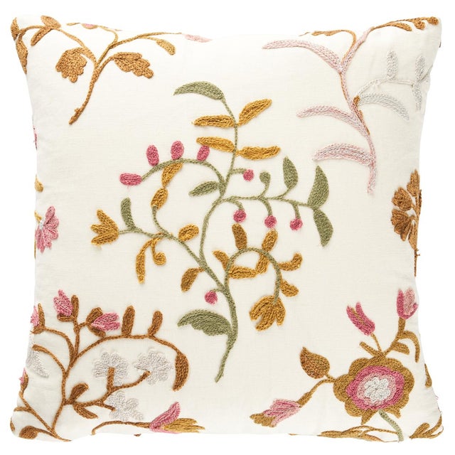 This pillow features Raleigh Crewel Embroidery with a knife edge finish. Inspired by an embroidered bedspread originally...