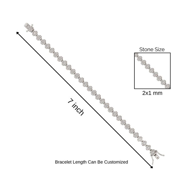 Halo Clover 2x1mm Zirconia Bracelet in 925 Sterling Silver- Perfect Gift for Her For Sale - Image 6 of 8