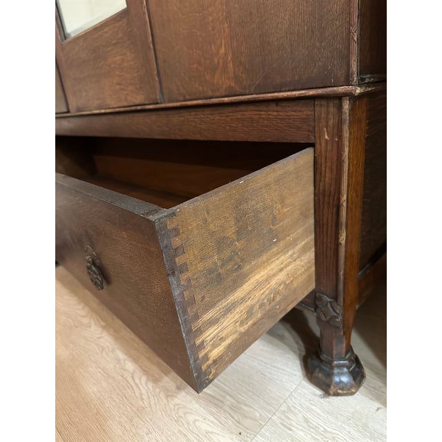 Art Nouveau Early 20th Century British Made Art Nouveau Wardrobe Armoire With Stunning Carved Relief Accents and Hardware For Sale - Image 3 of 12