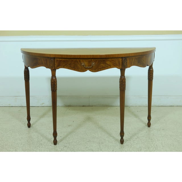 Maitland Smith Large Demi Lune Mahogany 1 Drawer Console Table For Sale - Image 11 of 11